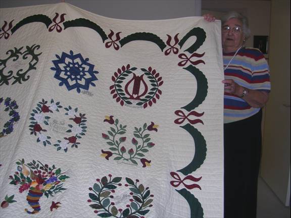 Anne Connery's with her first Baltimore Album Quilt